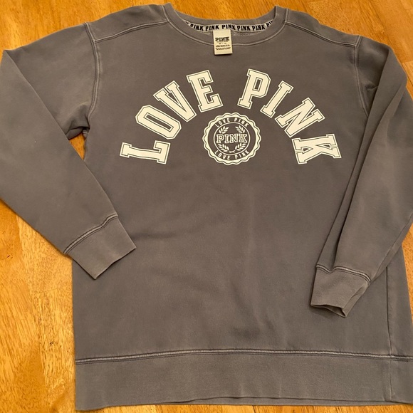 Pink oversized grey & white sweatshirt nice sz XS - Picture 1 of 12